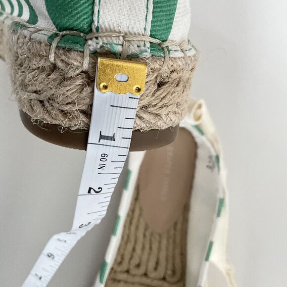 Draper James Platform Women 10M Green White Awning Stripe Tie Ankle Espadrille - Picture 8 of 12